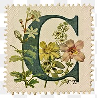 PNG Vintage alphabet C postage stamp.