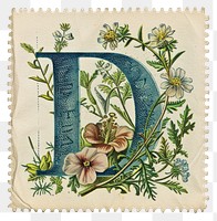 PNG Vintage alphabet D postage stamp.
