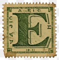 PNG Vintage alphabet E postage stamp.