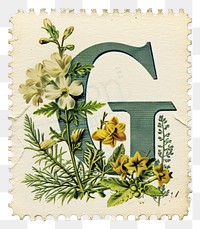 PNG Vintage alphabet G postage stamp.