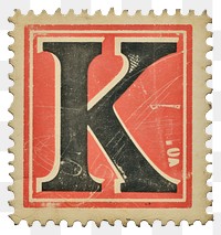 PNG Vintage alphabet K postage stamp.