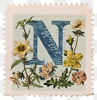 PNG Vintage alphabet N postage stamp