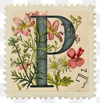 PNG Vintage alphabet P postage stamp.