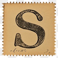 PNG Vintage alphabet S postage stamp.