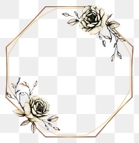 PNG Rose with golden hexagon frame pattern circle flower.