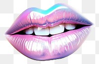 PNG Pink holographic lips sticker lipstick pink white background.