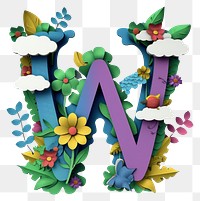 PNG Letter W art alphabet flower.