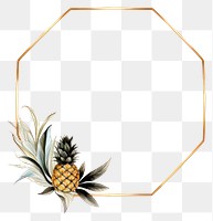 PNG Pineapple with golden hexagon frame plant white background bromeliaceae.