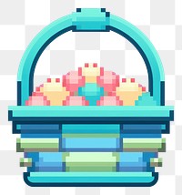 PNG Easter egg in basket pixel technology pixelated container.