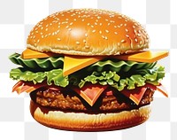 PNG Airbrush art of a burger bread food advertisement.