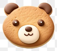 PNG 3d cute bear face cookie gingerbread food white background.
