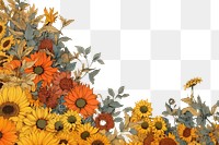 PNG Ukiyo-e art sunflower border backgrounds pattern plant.