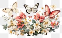 PNG Flower butterflys pattern insect plant.