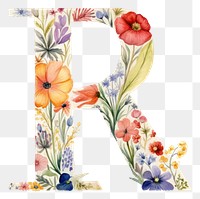 PNG Floral inside alphabet R flower text art