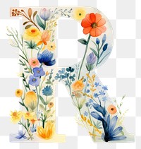 PNG Floral inside alphabet R art flower number.