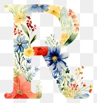 PNG Floral inside alphabet R text pattern number