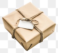PNG Gift with sale label cardboard box white background.