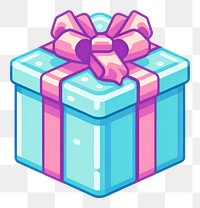 PNG Gift box pixel celebration anniversary decoration.