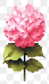 PNG Pink Hydrangea flower pixel art blossom plant.