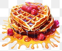 PNG 1970s airbrush art of a waffle dessert fruit food.