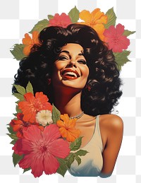 PNG A Latina Caribbean woman flower art painting.