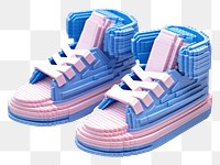 PNG 3D pixel art shoes footwear white background clothing.