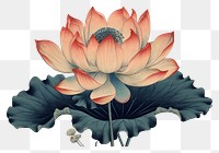 PNG Ukiyo-e art print style lotus flower petal plant.