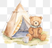 PNG  Teddy bear camping tent cute.