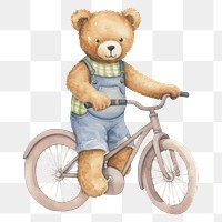 PNG  Teddy bear bicycle vehicle cute.