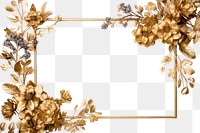 PNG Floral gold frame vintage backgrounds flower white background.