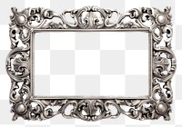 PNG Floral silver frame vintage rectangle white background architecture.