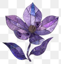 Mosaic tiles of purple flower plant leaf art.