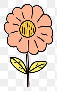 PNG Doodle illustration wildflower cartoon petal plant.