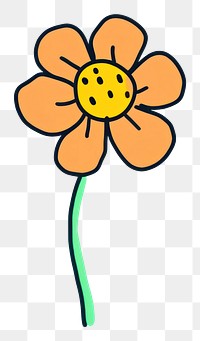 PNG Doodle illustration wildflower cartoon petal daisy.