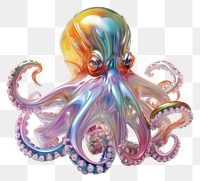 PNG An iridescence octopus isolated on clear pale solid white background animal art invertebrate.
