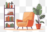 PNG Bookshelf chair furniture armchair.