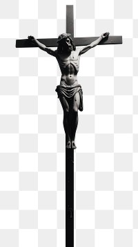 PNG  Jesus cross monochrome crucifix black.