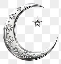 PNG Eid Mubarak crescent moon silver white background accessories.