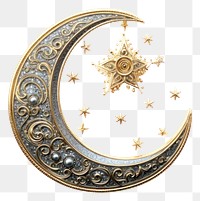 PNG Eid Mubarak crescent moon jewelry pendant gold.
