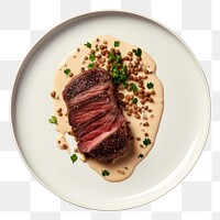 PNG Steak and Creamy Miso Mushroom Sauce steak plate beef.