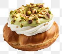PNG Choux cake with pistachio cream and nuts vegetable dessert bread.