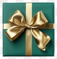 PNG Green gift box wrapped ribbon gold.