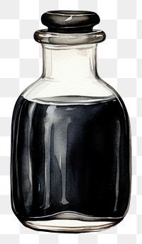 PNG Black ink bottle glass white background refreshment.