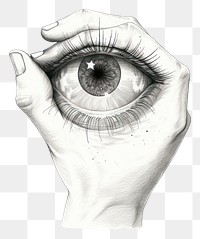 PNG Eye on hand drawing sketch tattoo.