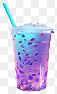 PNG Neon bubble milktea drink refreshment disposable.