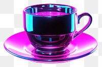 PNG Neon coffee cup shape saucer purple light.