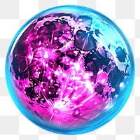 PNG Neon full moon sphere purple pink.