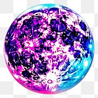 PNG Neon full moon sphere purple illuminated.