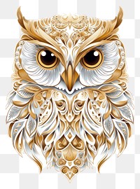 PNG Owl stroke outline bird gold white background.