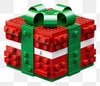 PNG 3D pixel art christmas gift block toy white background.
